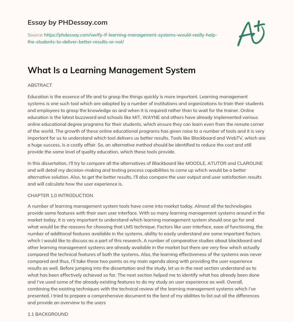 What Is a Learning Management System essay