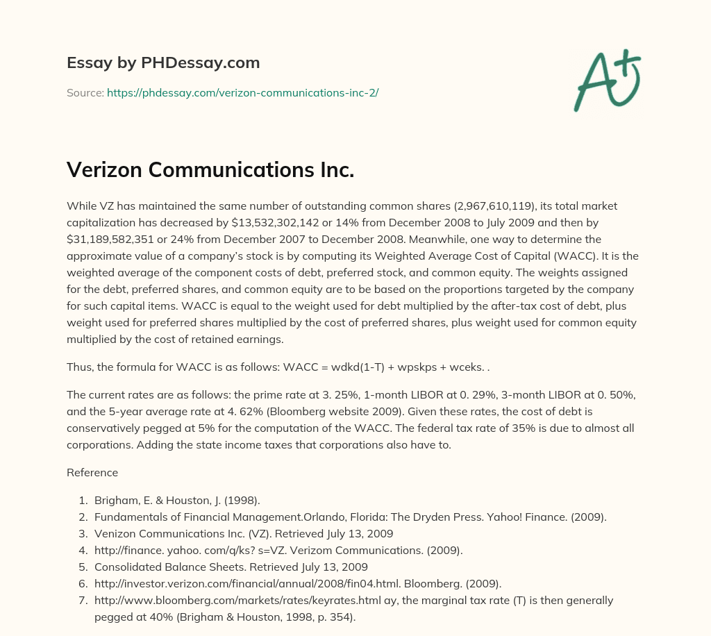 Verizon Communications Inc. essay