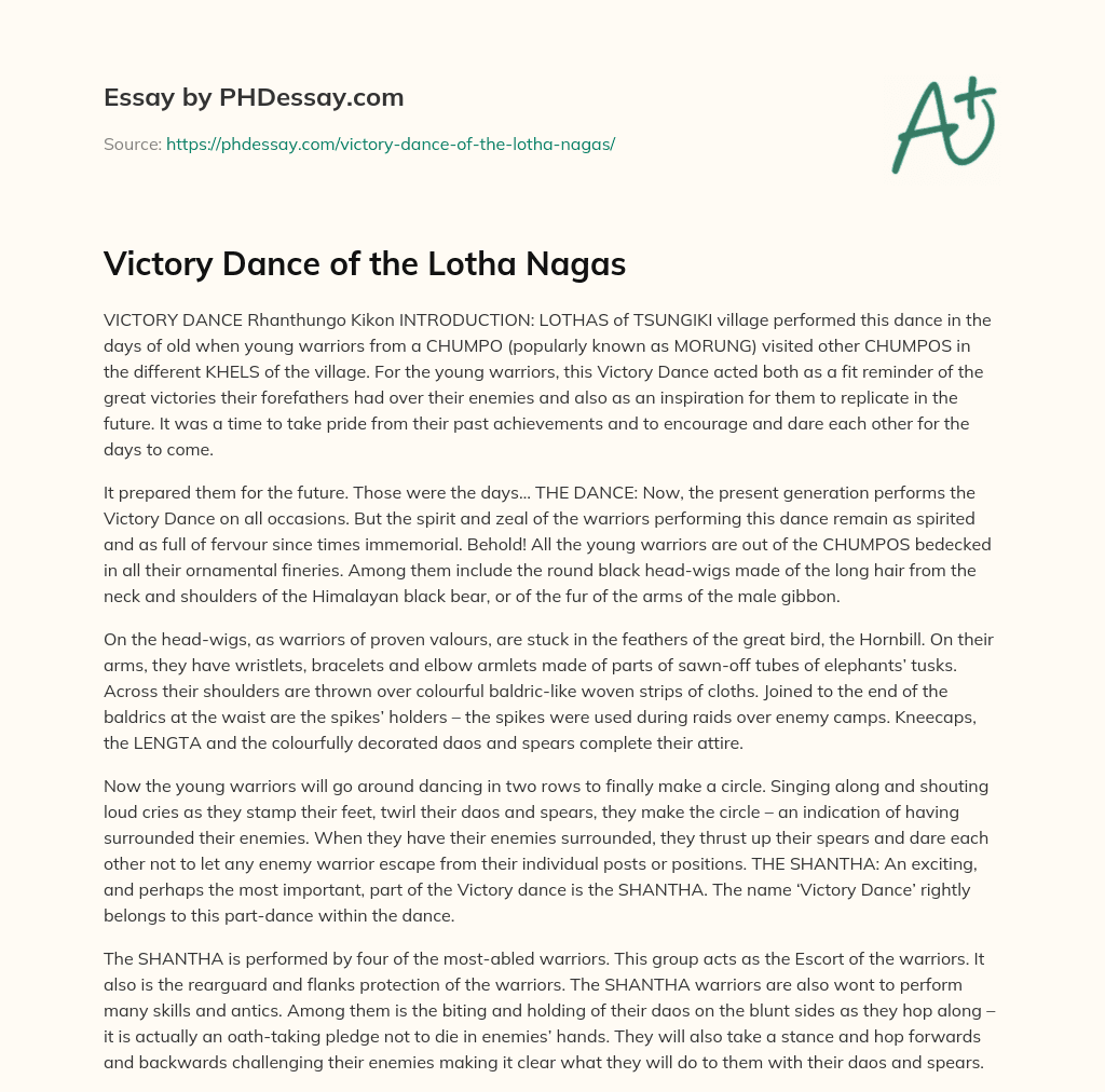 Victory Dance of the Lotha Nagas essay
