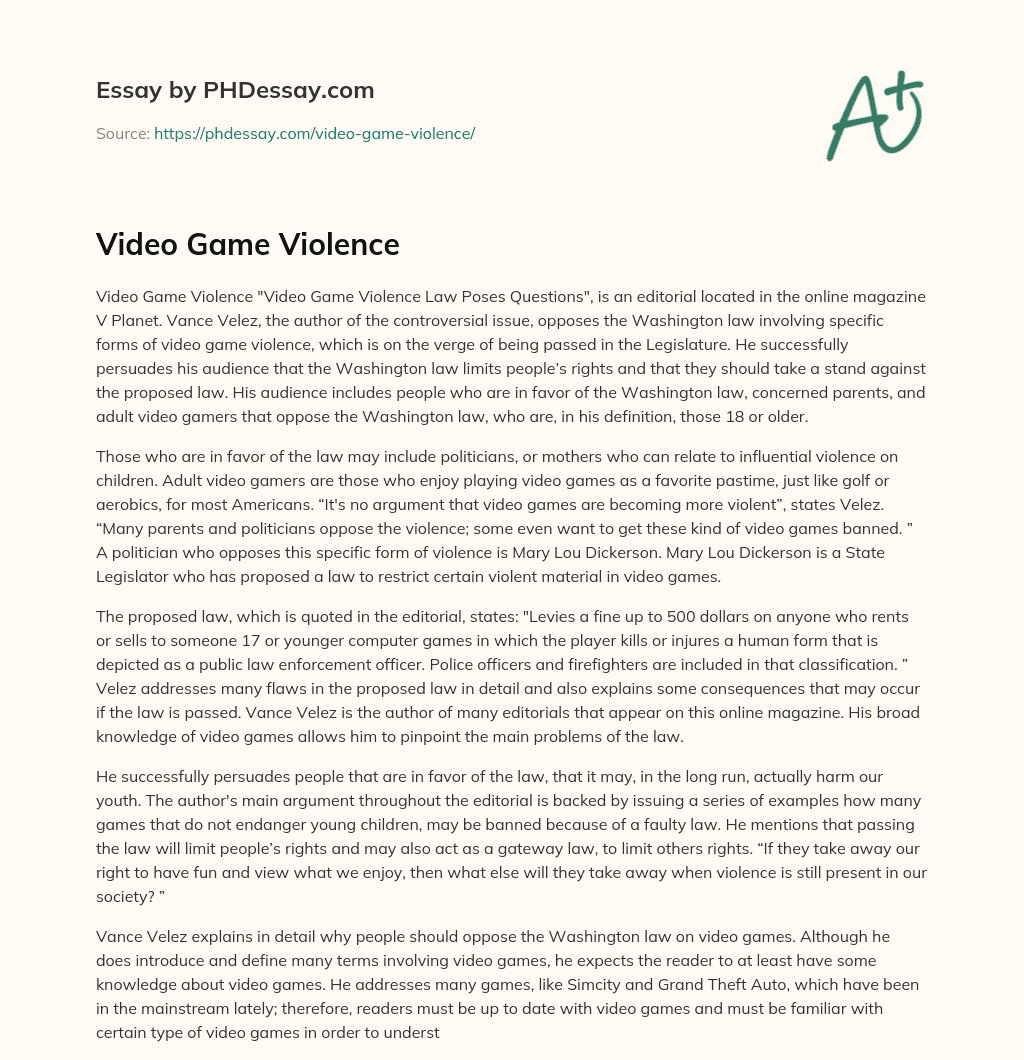 video game violence essay titles