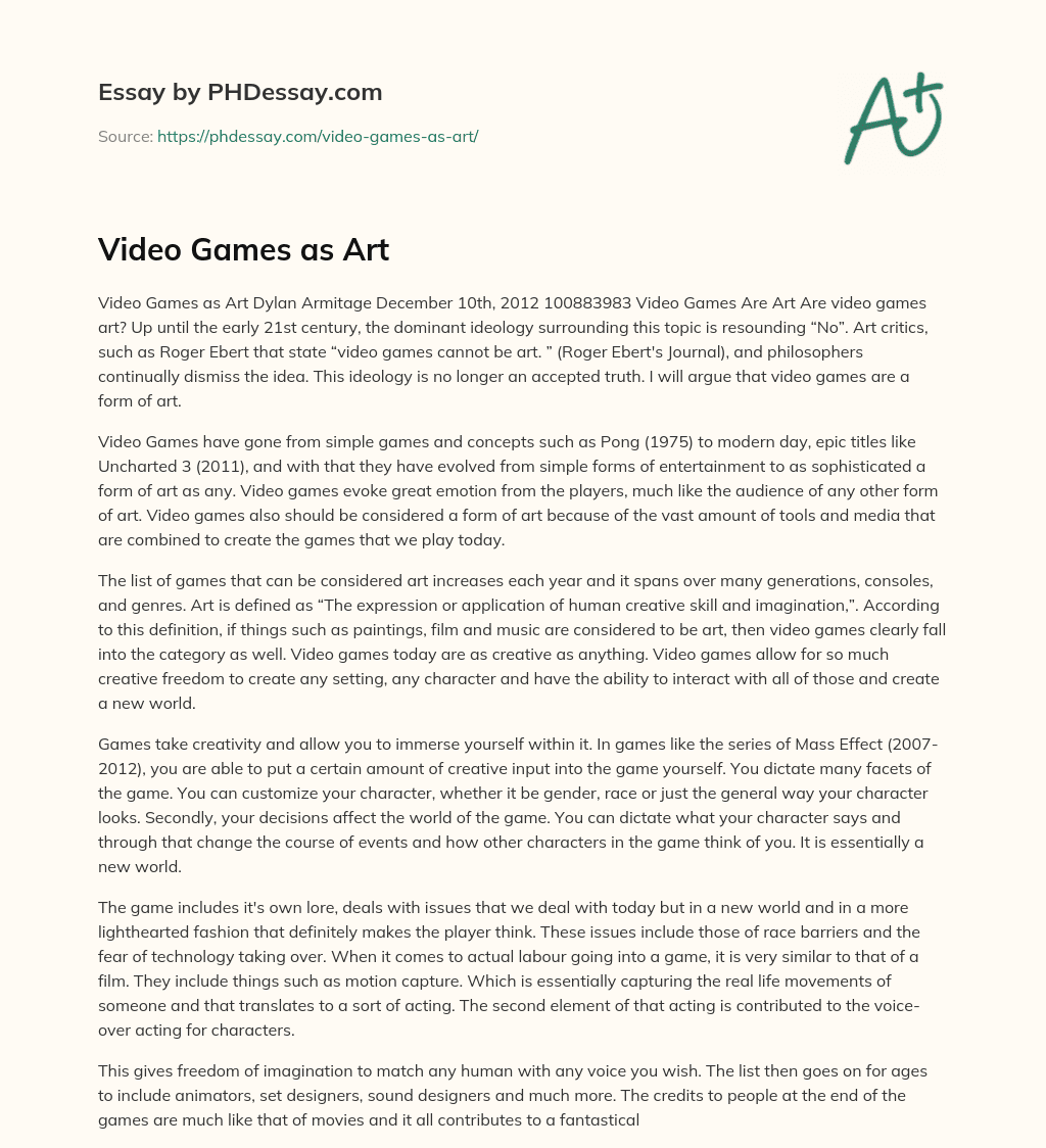 Video Games as Art essay