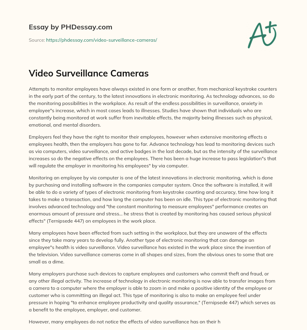 Video Surveillance Cameras