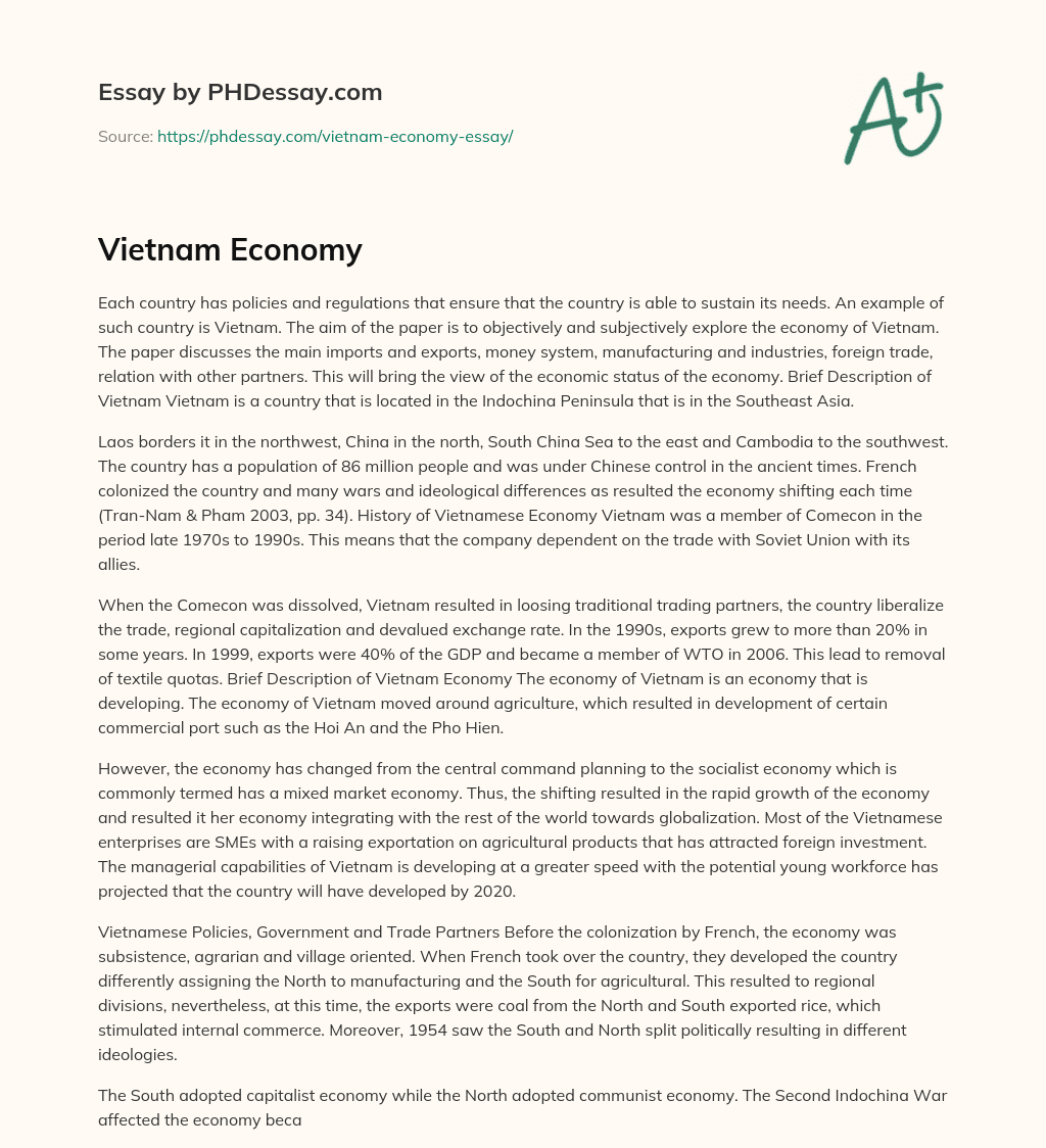 vietnam economy essay