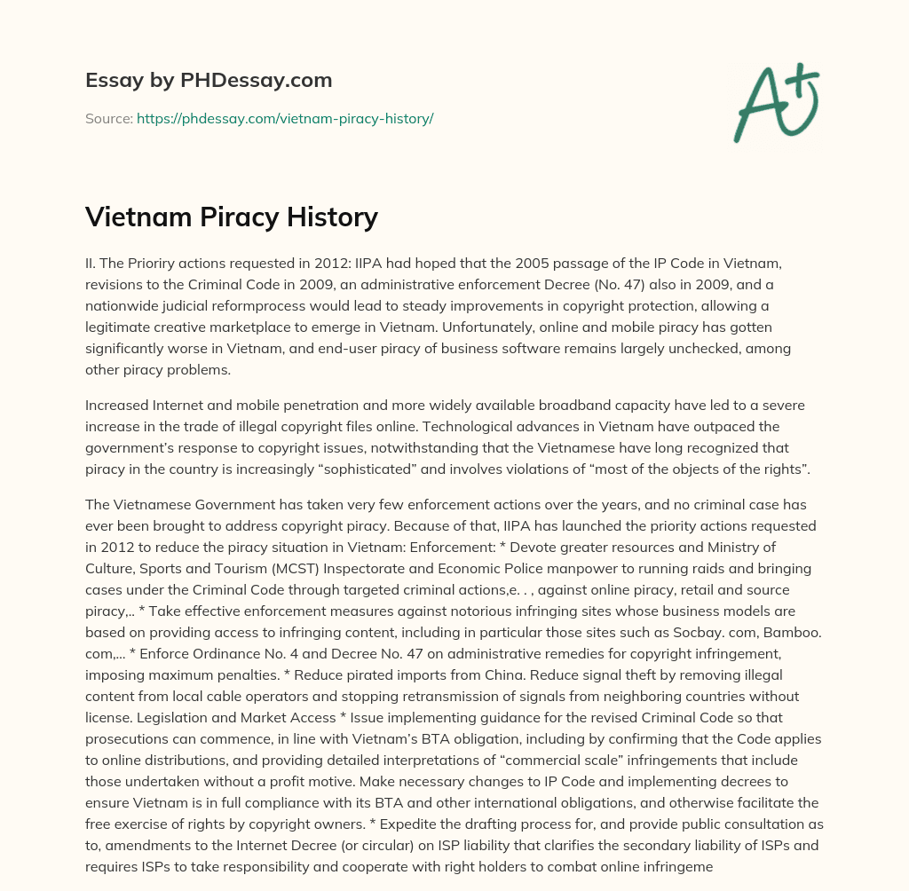 Vietnam Piracy History essay