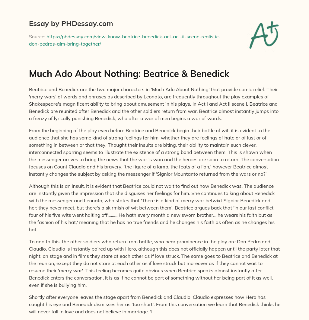 Much Ado About Nothing: Beatrice & Benedick essay