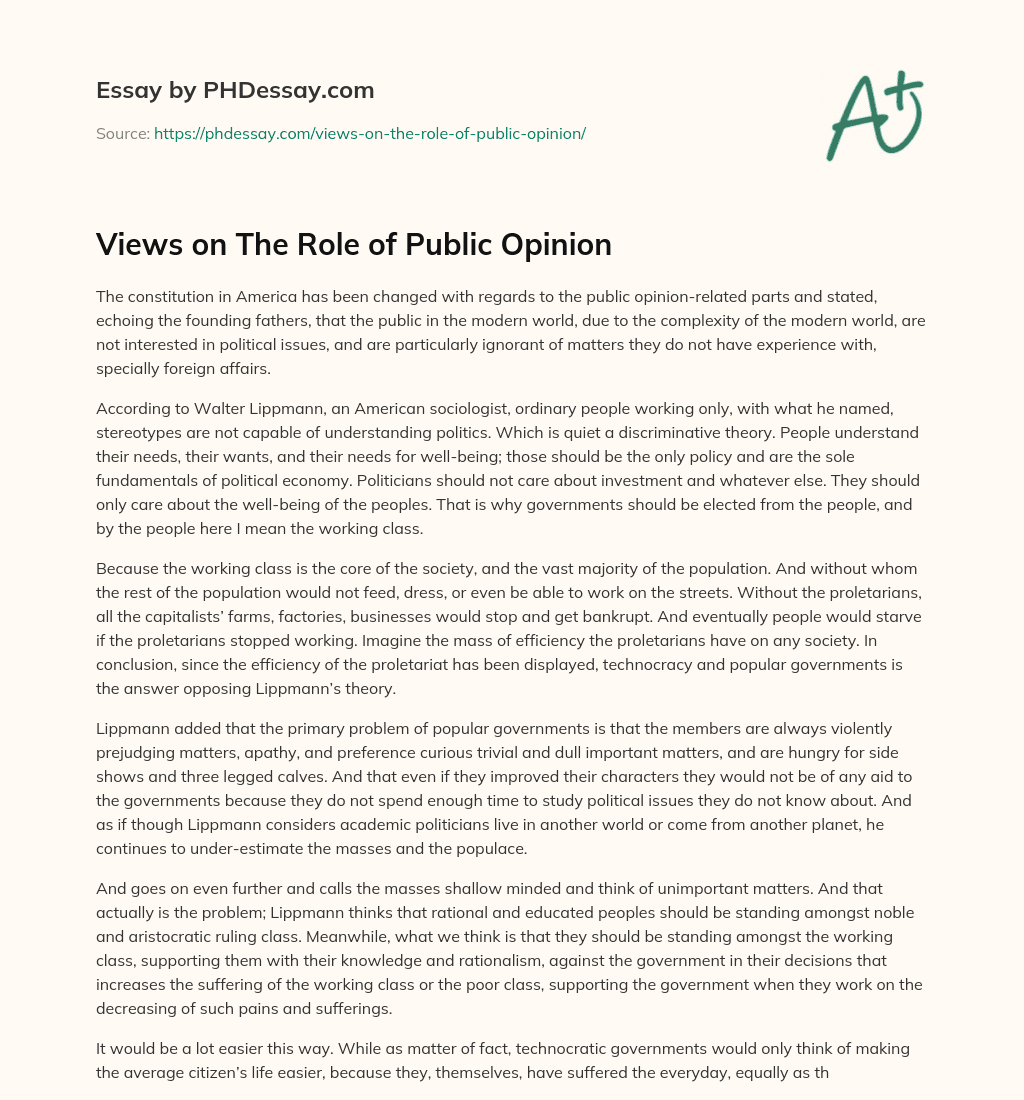 Views on The Role of Public Opinion essay