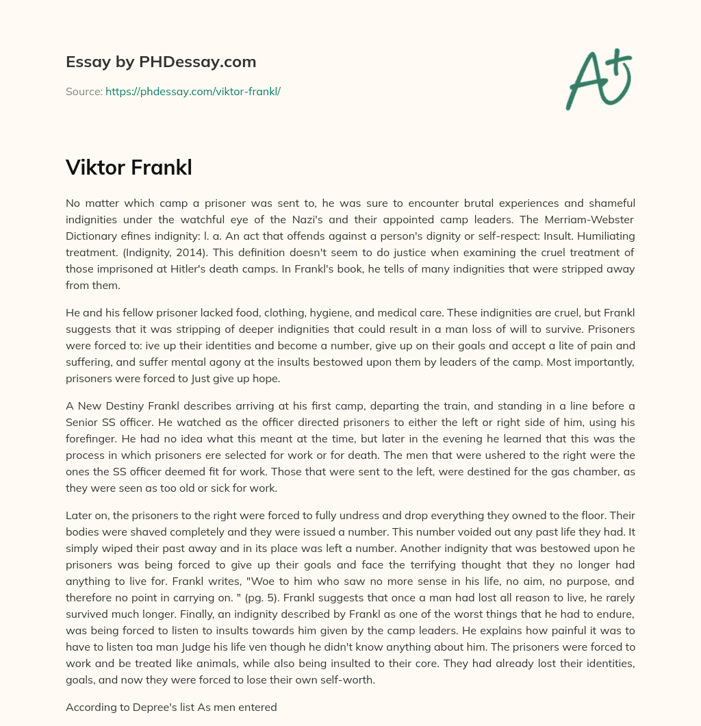Viktor Frankl essay