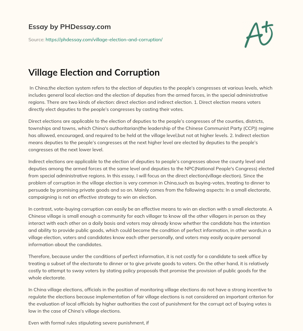Village Election and Corruption essay