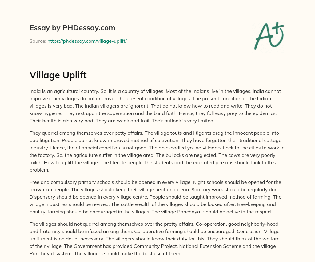 Village Uplift essay