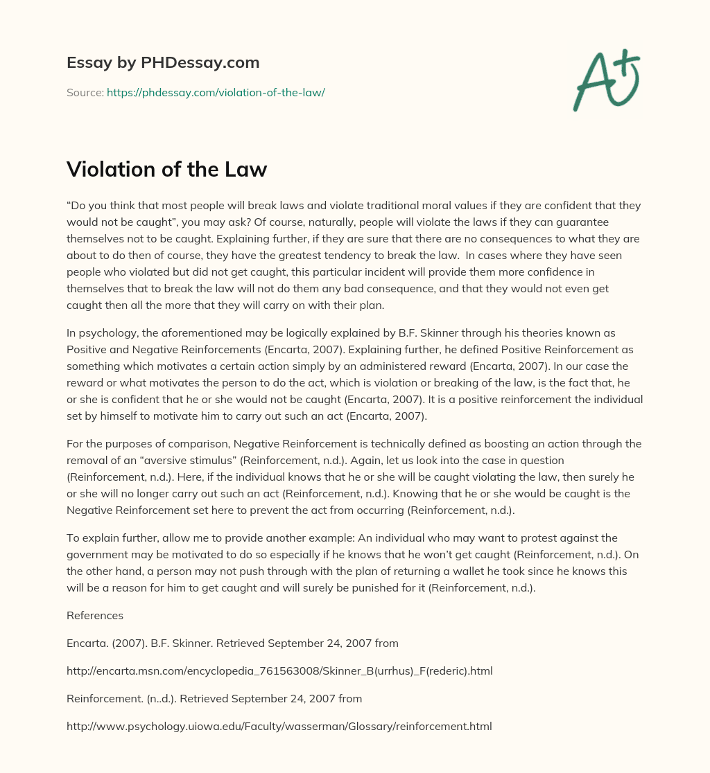 Violation of the Law essay