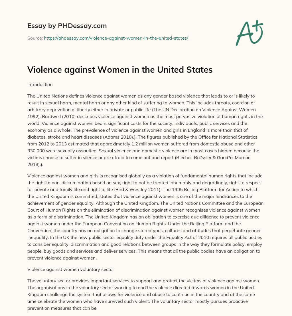 Violence against Women in the United States essay