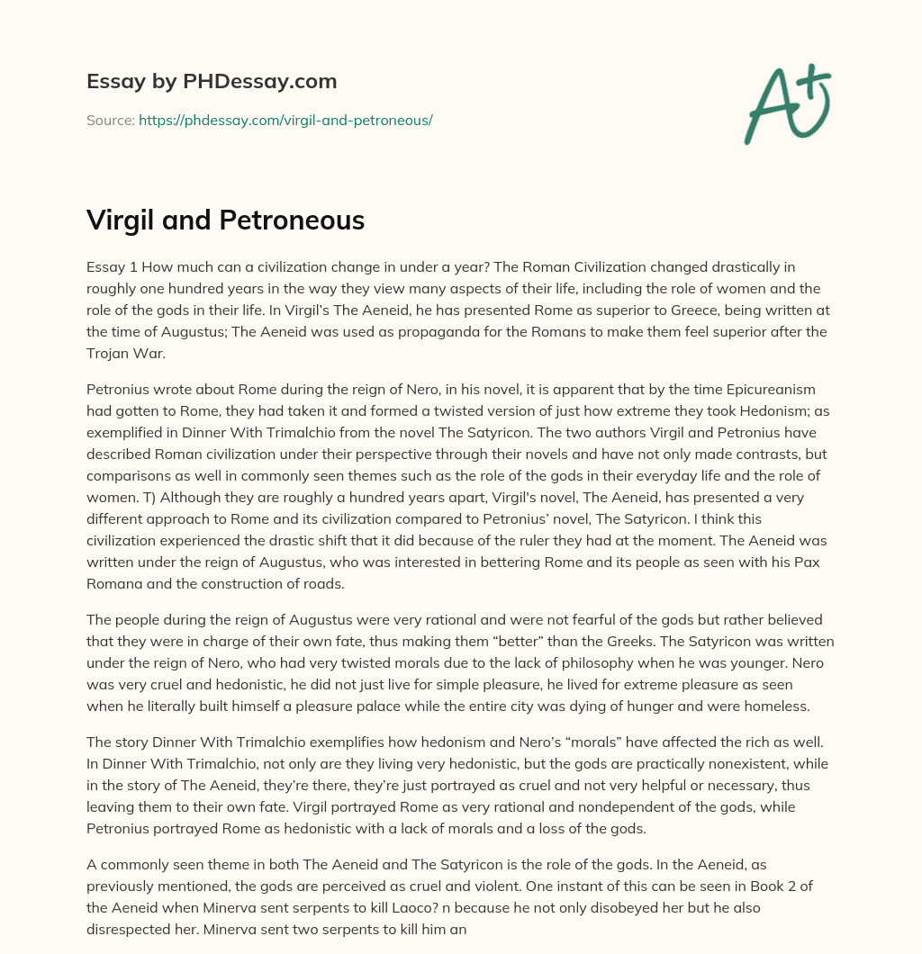 Virgil and Petroneous essay