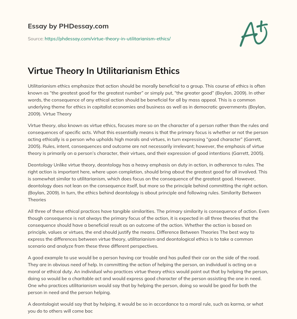 what is virtue theory essay
