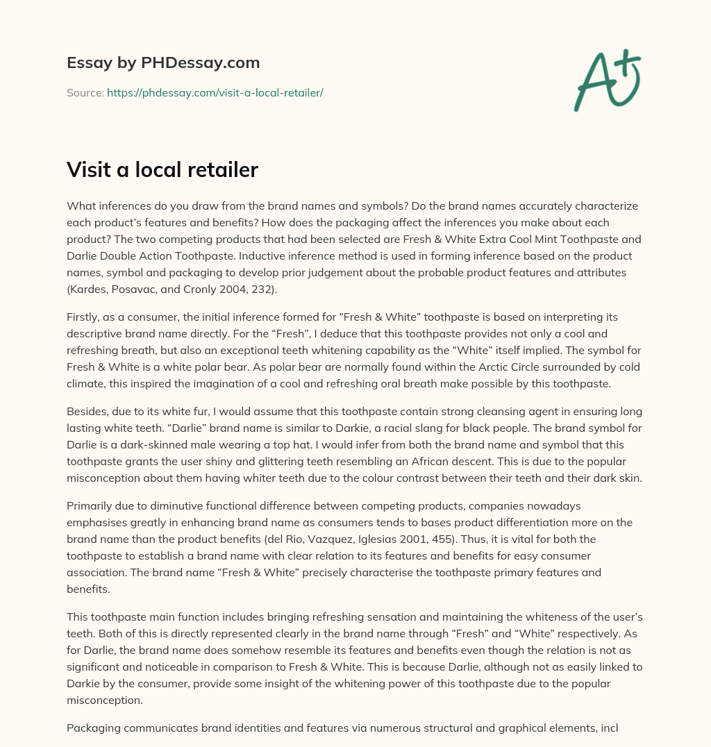 Visit a local retailer essay