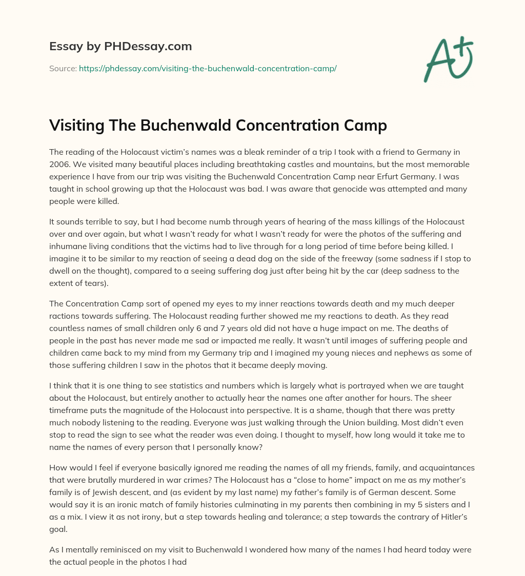Visiting The Buchenwald Concentration Camp essay