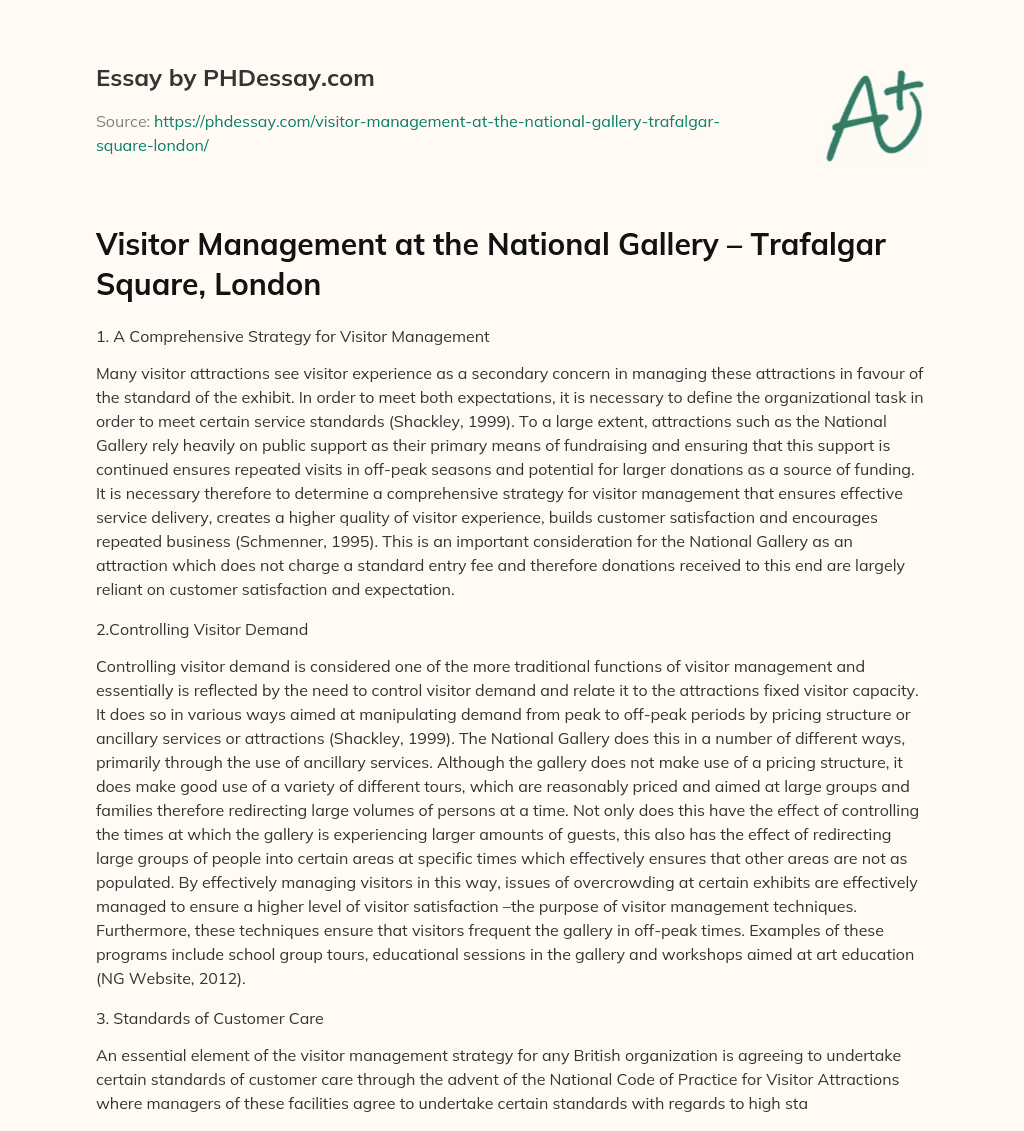 Visitor Management at the National Gallery – Trafalgar Square, London essay