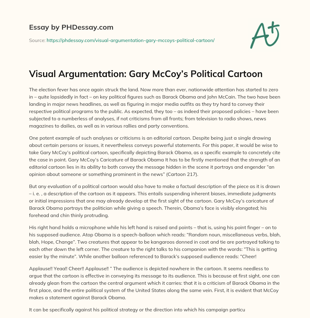 Visual Argumentation: Gary McCoy’s Political Cartoon essay