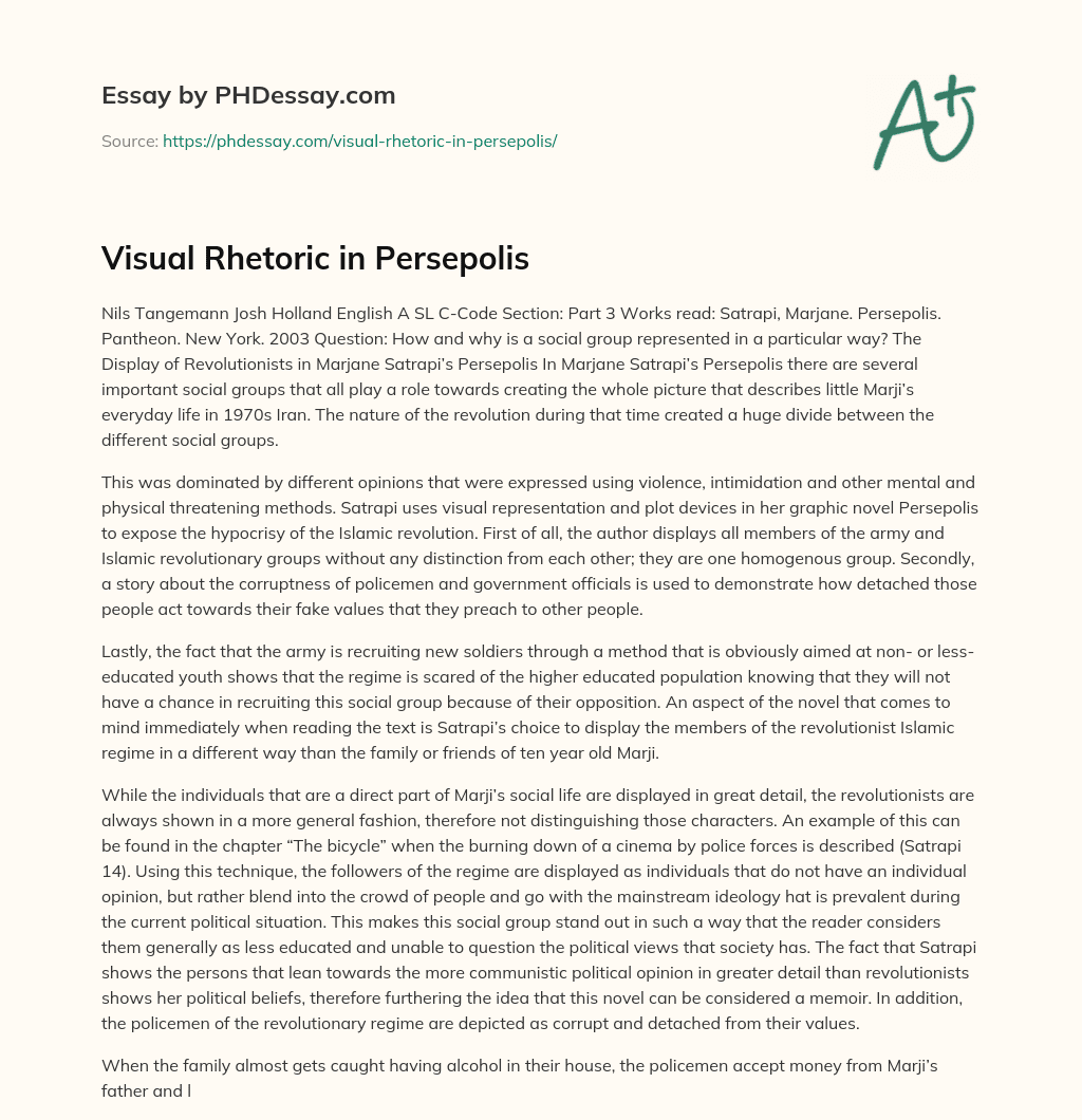 Visual Rhetoric in Persepolis essay