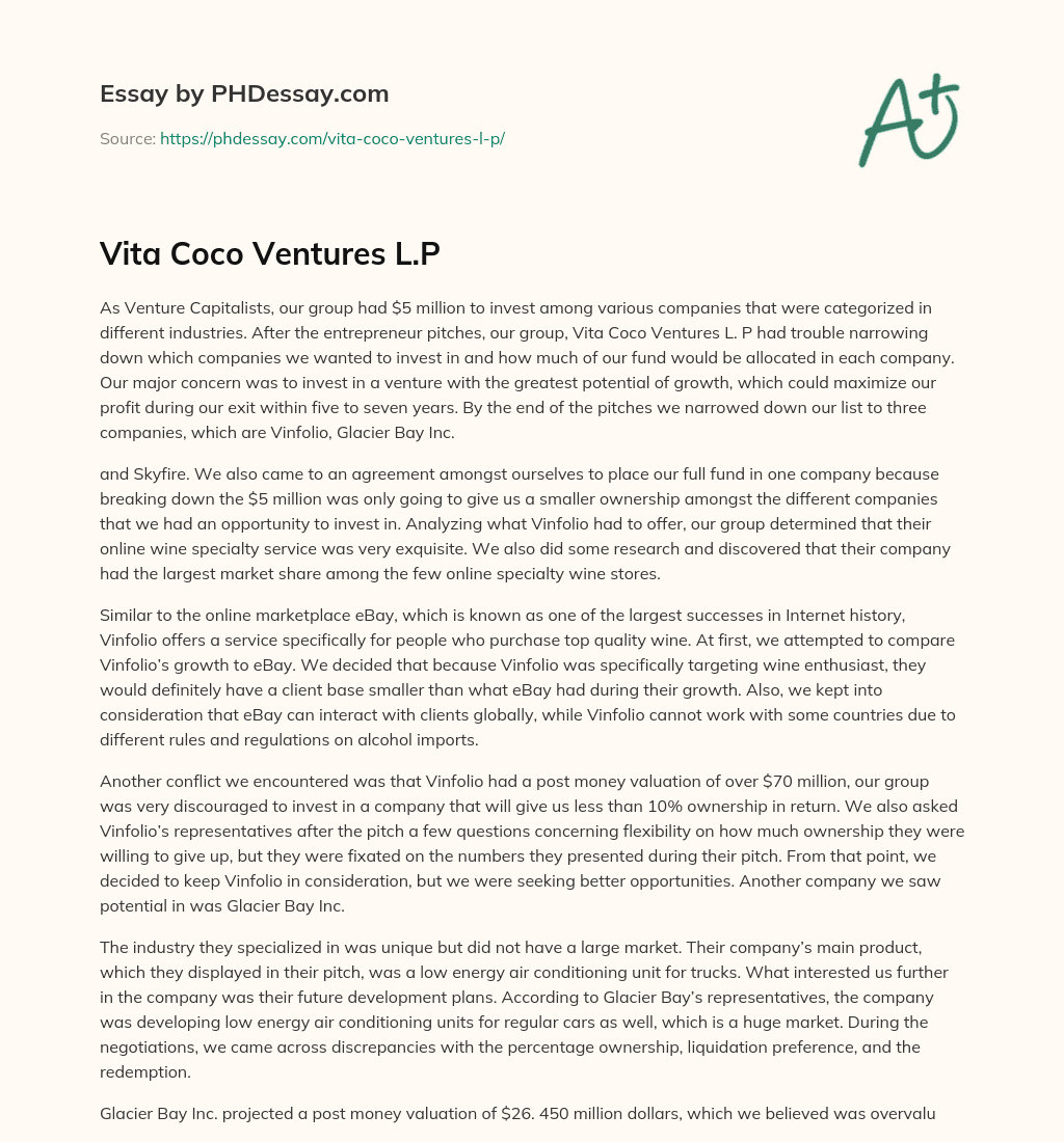 Venture Capitalists Invest $5 Million in Vinfolio for its Online Wine Specialty Service essay