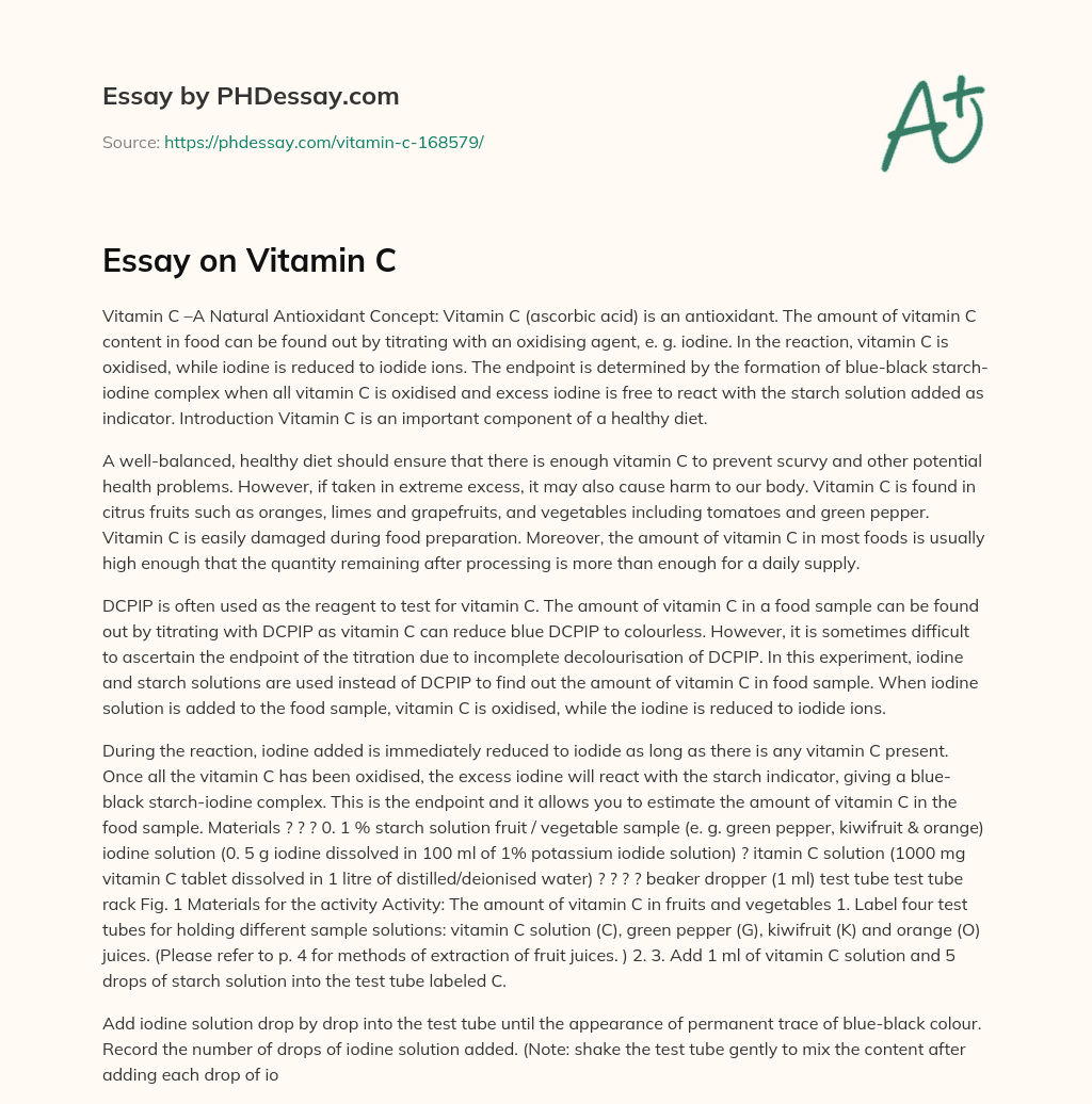 Essay on Vitamin C essay