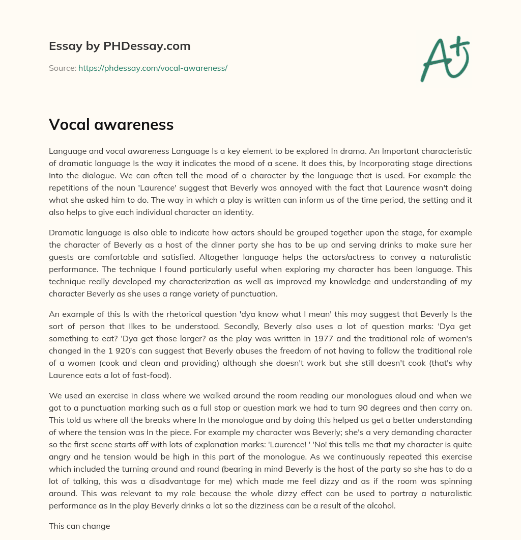 Vocal awareness essay