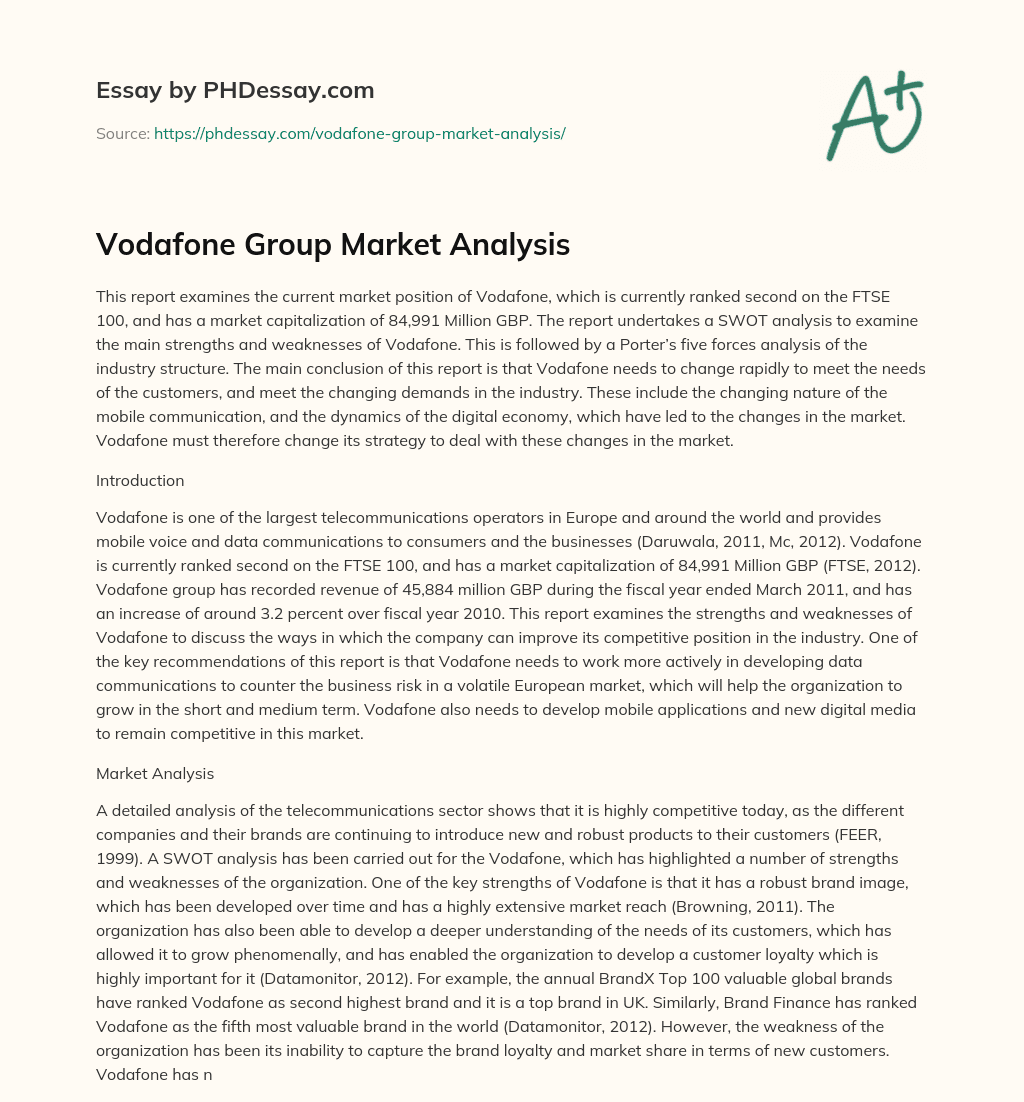 market analysis essay