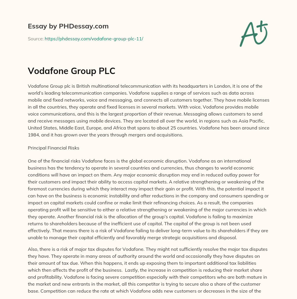Vodafone Group PLC essay