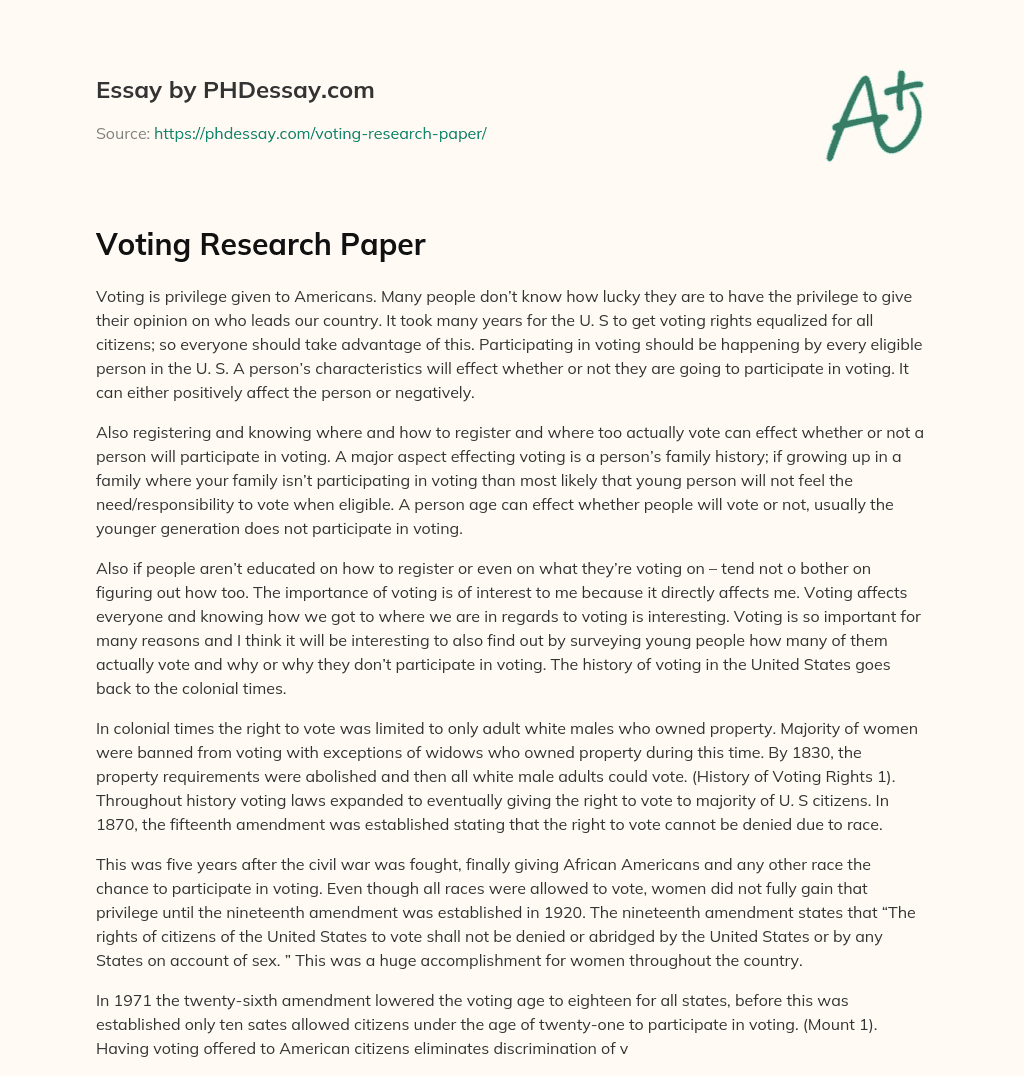 Voting Research Paper essay