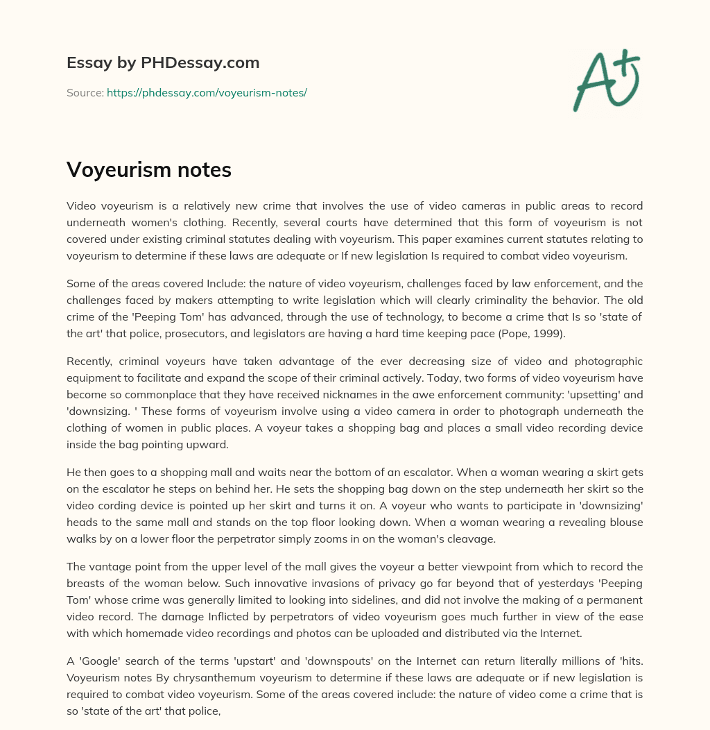 Voyeurism notes essay