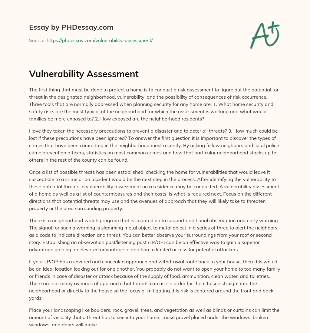 sample essay of vulnerability