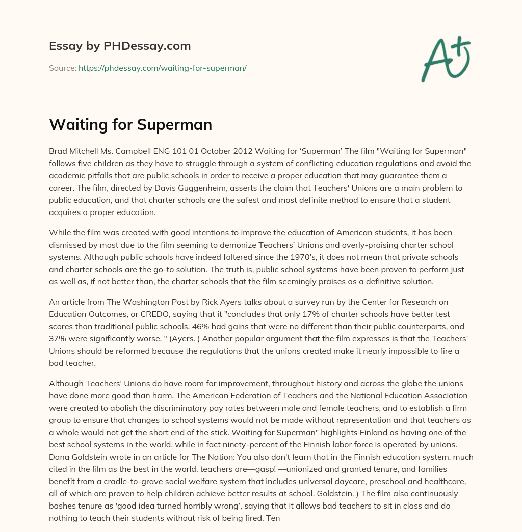 Waiting for Superman essay