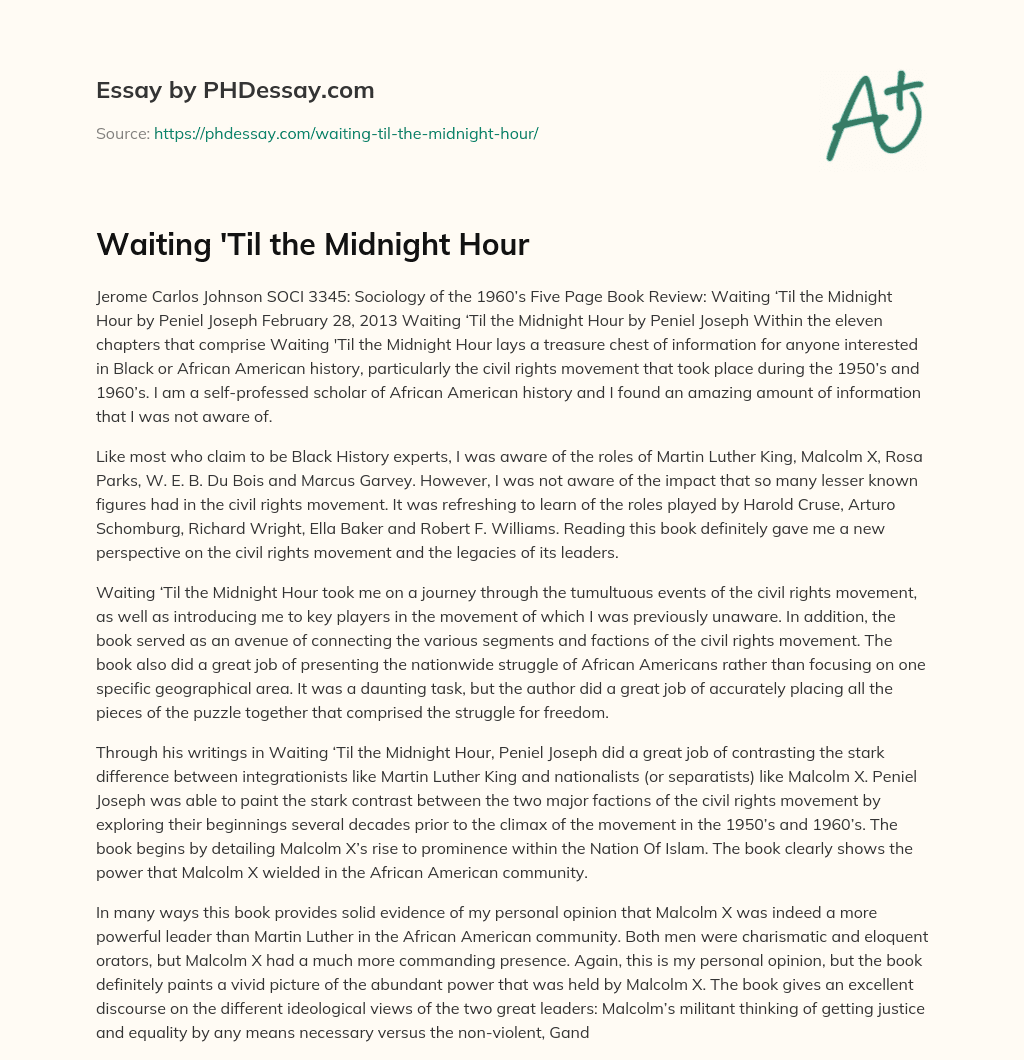 Waiting ‘Til the Midnight Hour essay