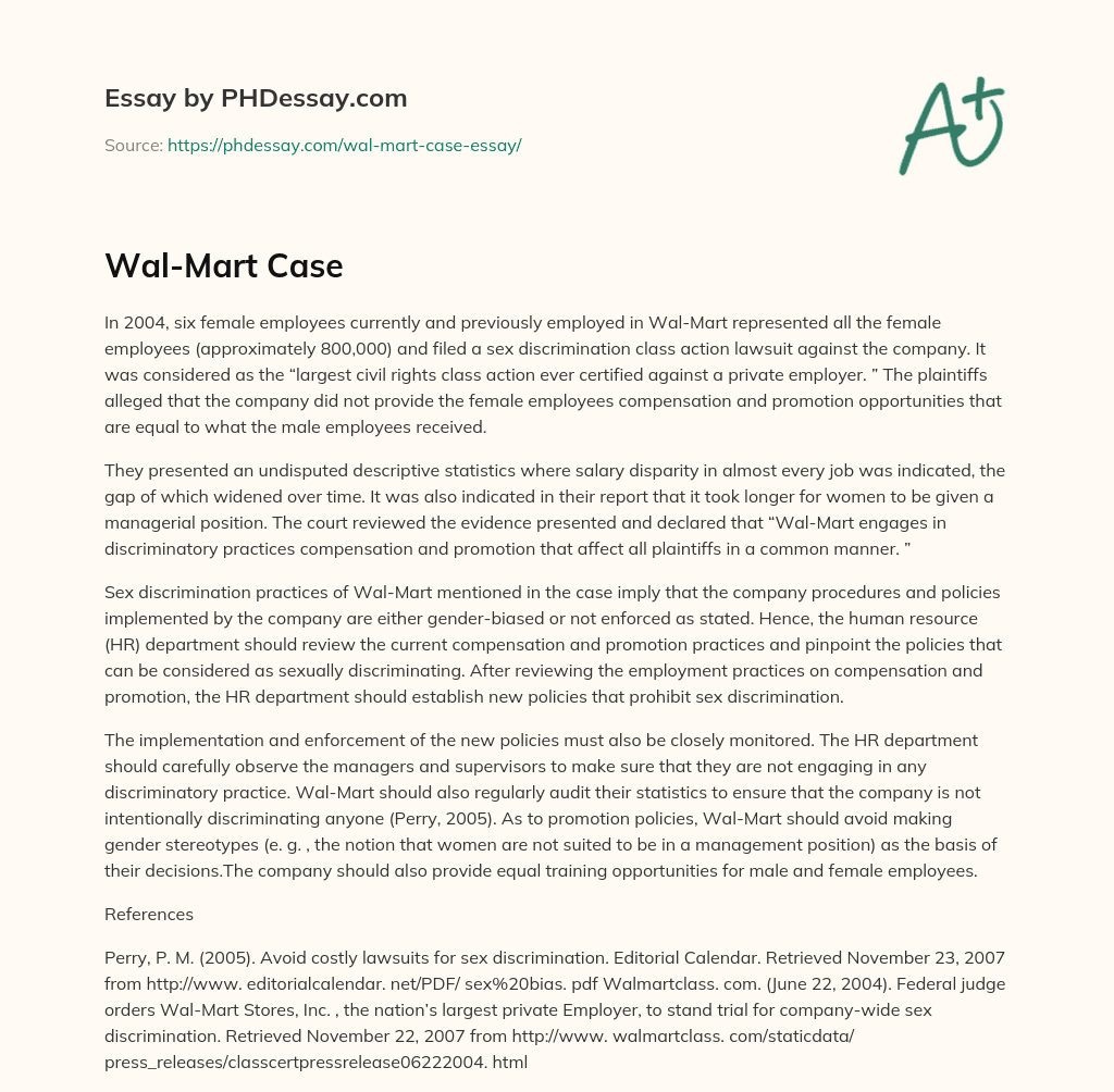 Wal-Mart Case essay
