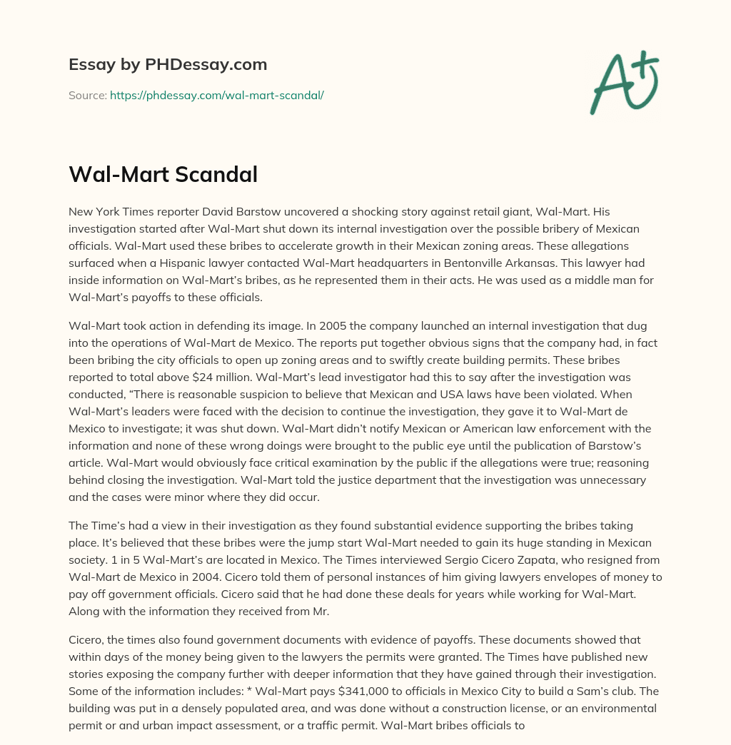 Wal-Mart Scandal essay