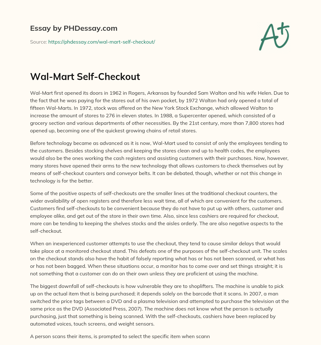 Wal-Mart Self-Checkout essay