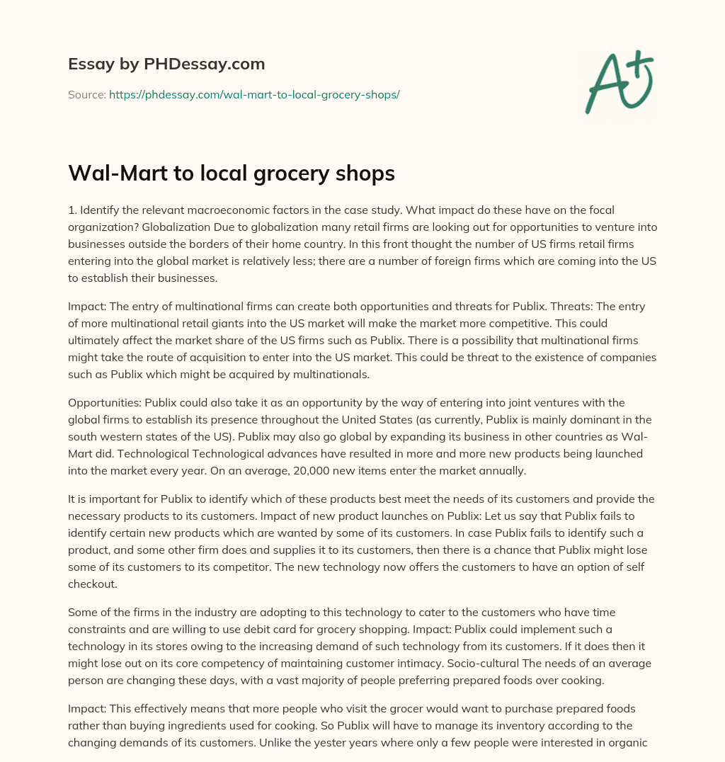 Wal-Mart to local grocery shops essay