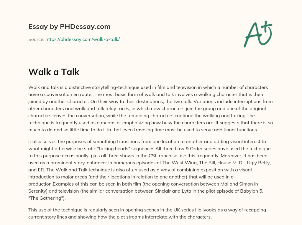 Walk a Talk essay