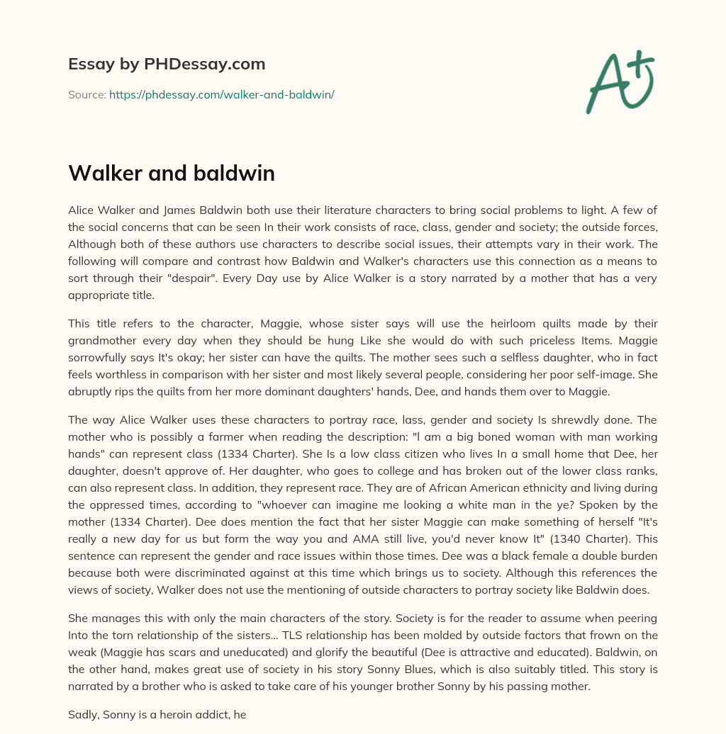 Walker and baldwin essay