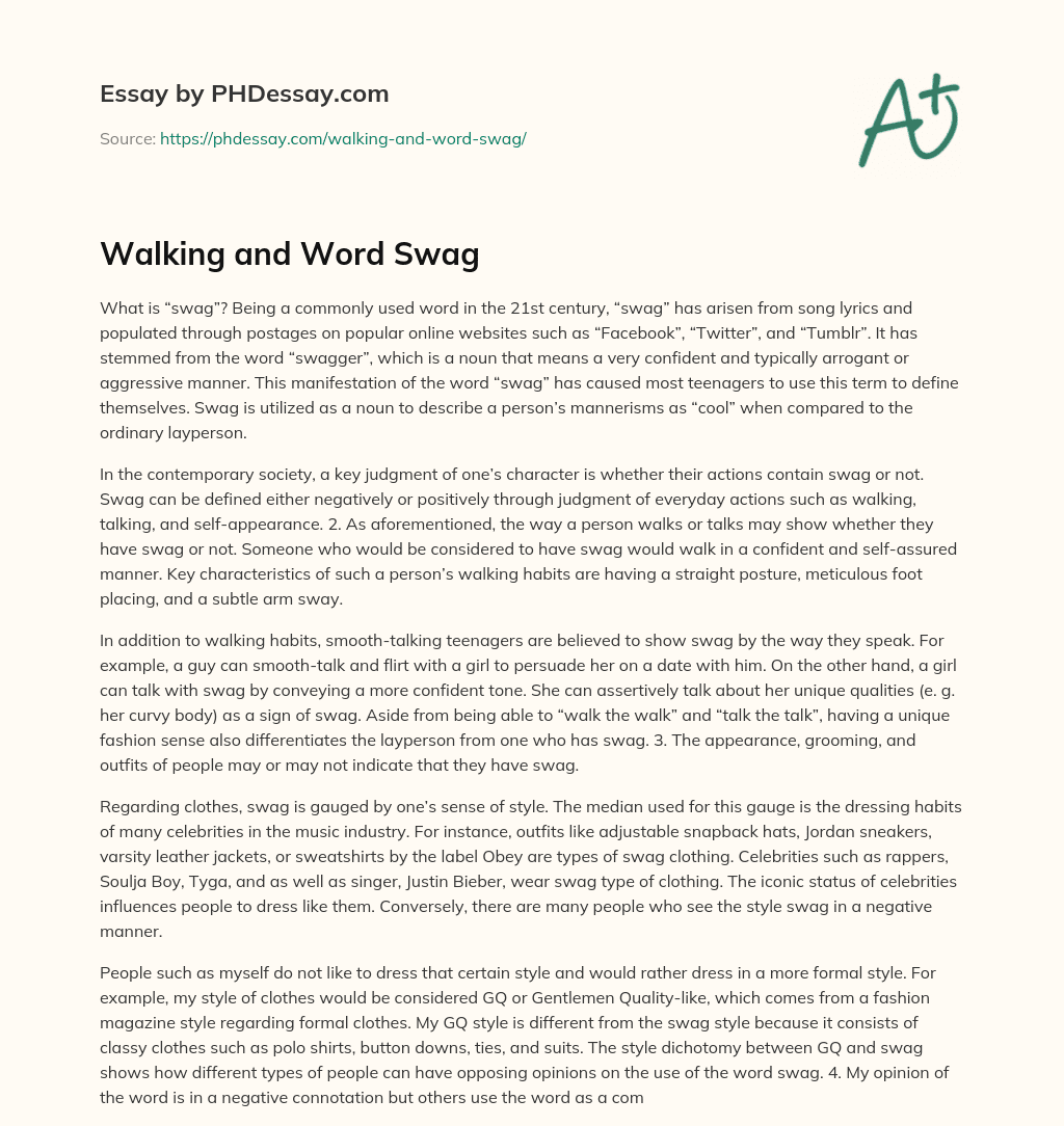 Walking and Word Swag essay
