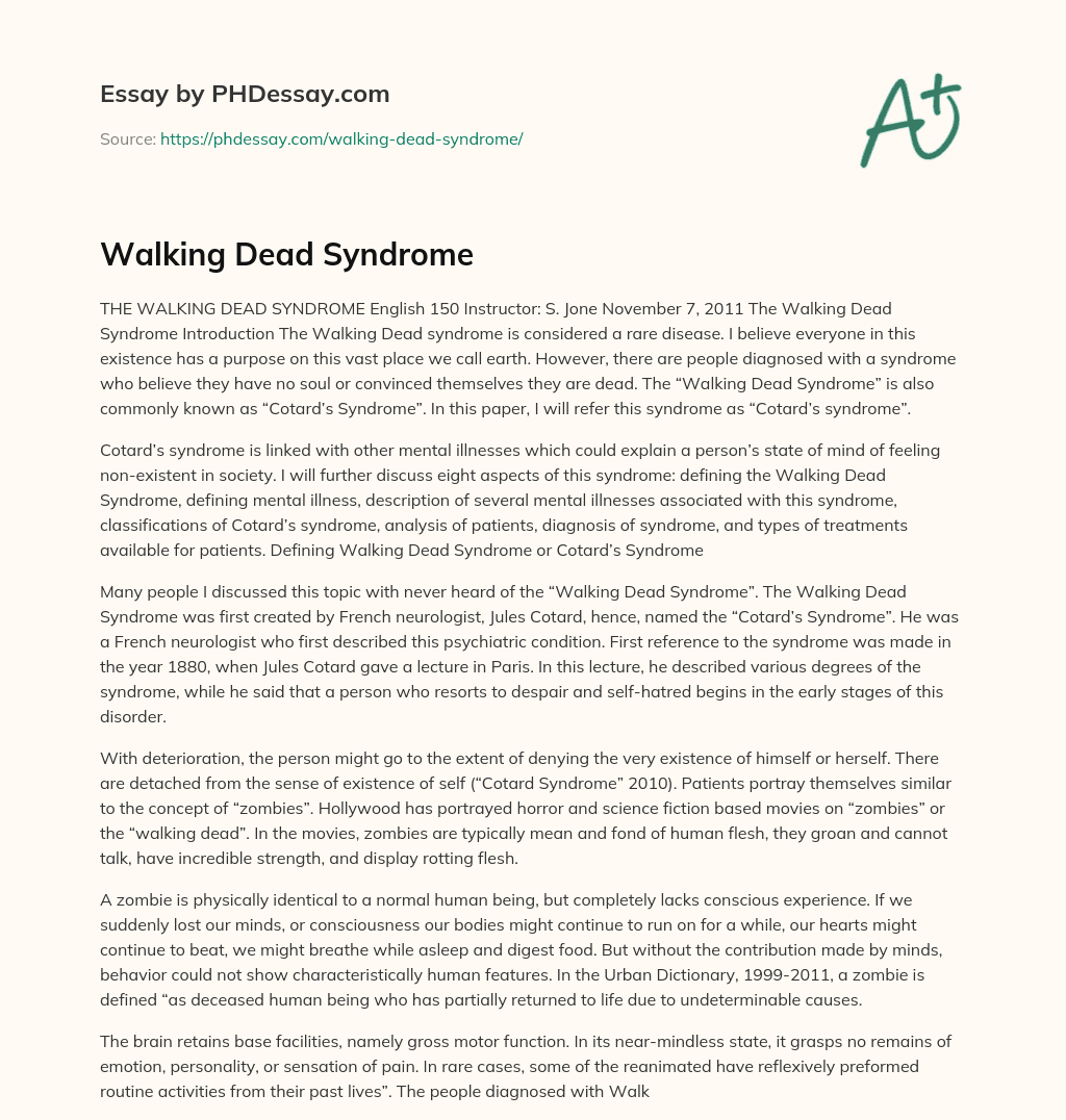 Walking Dead Syndrome essay