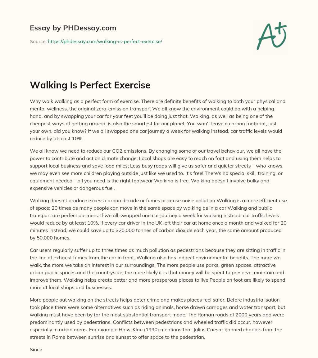 Walking Is Perfect Exercise essay