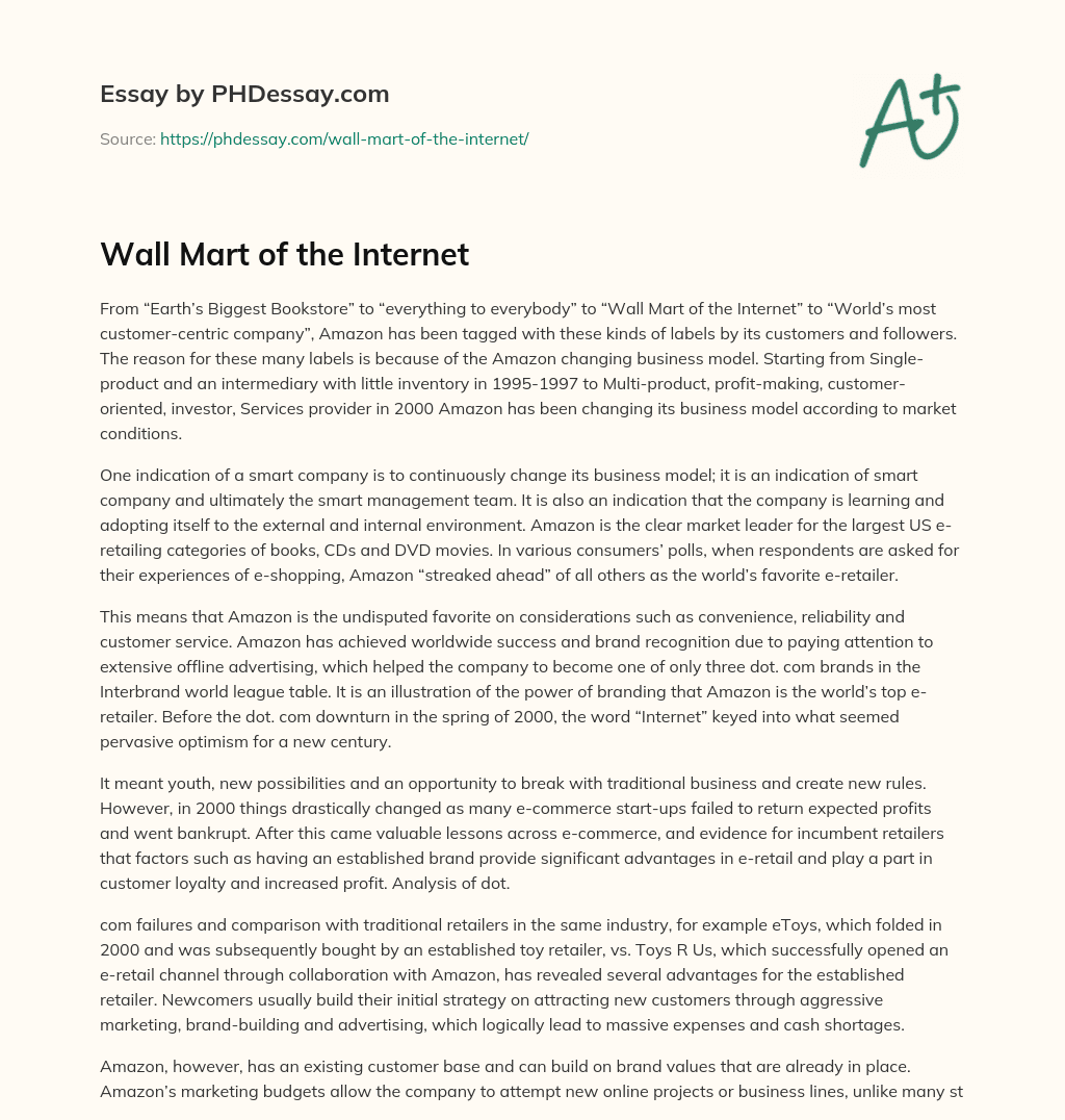 Wall Mart of the Internet essay
