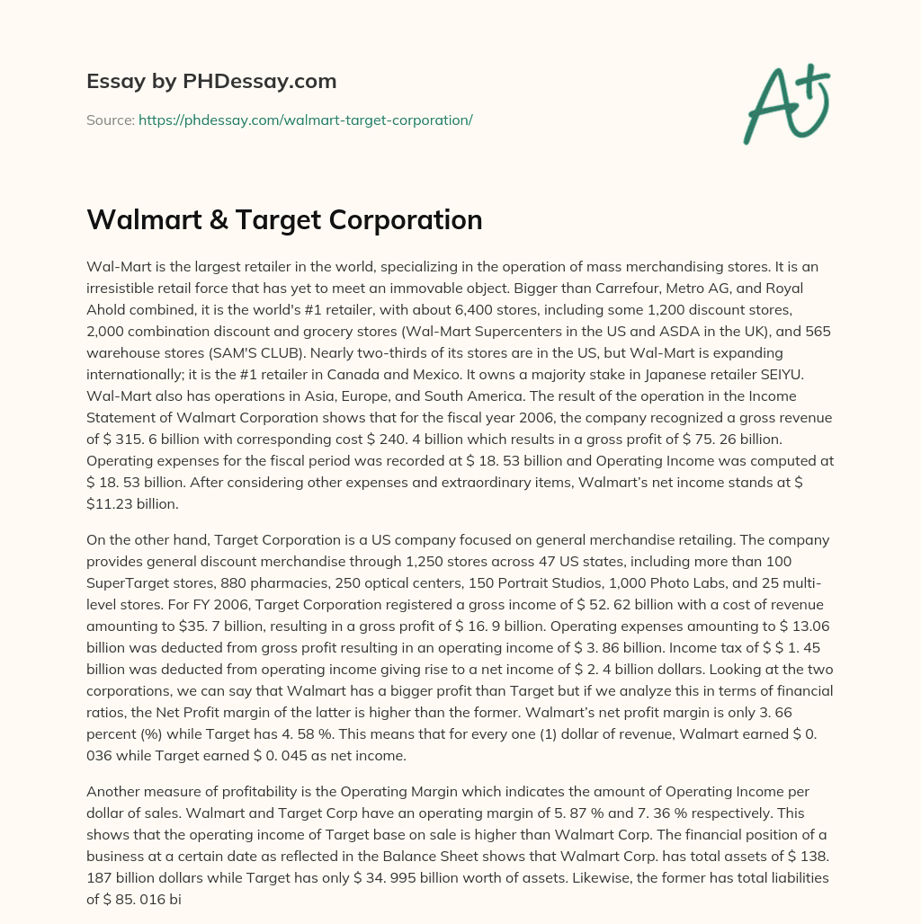 Walmart & Target Corporation essay