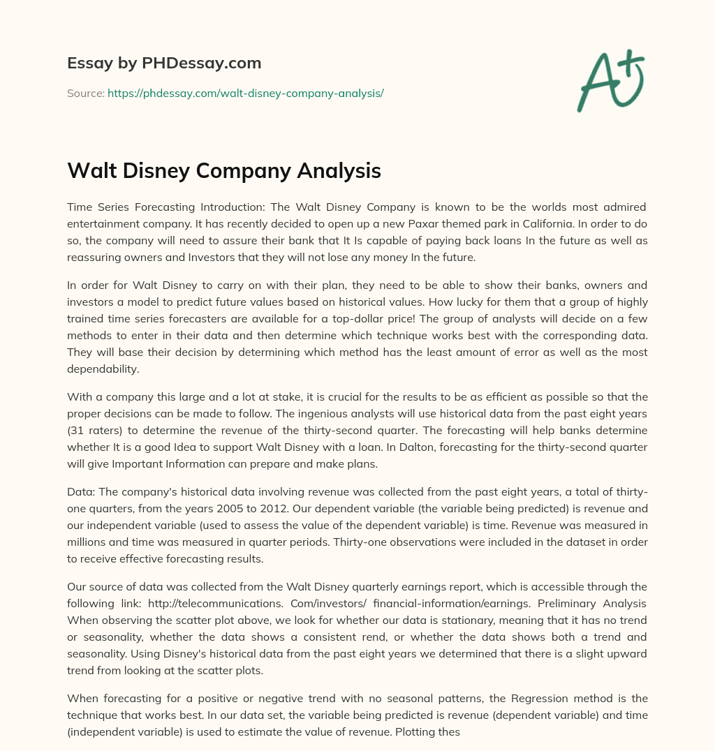 walt disney company essay history