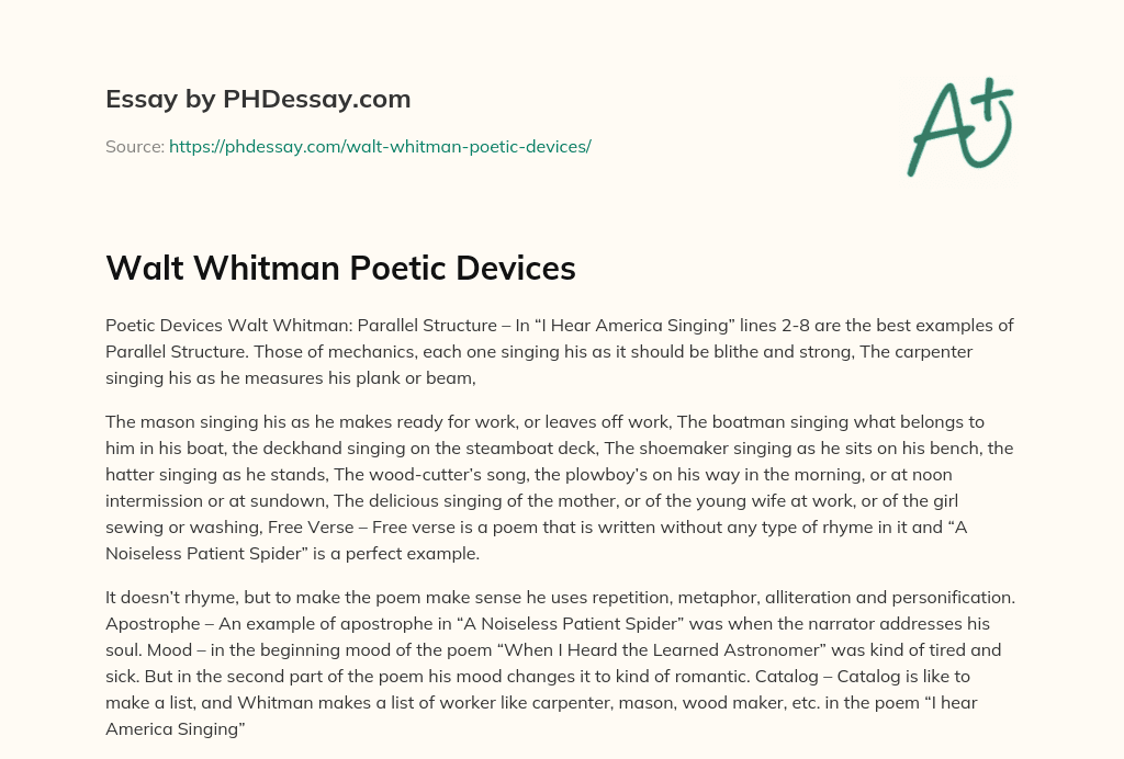 essay on poetic devices