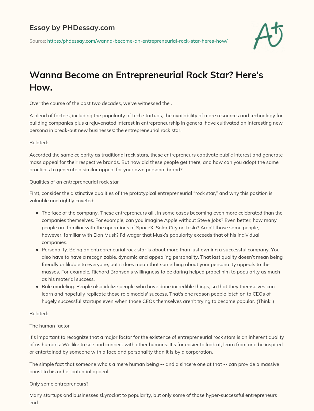 Wanna Become an Entrepreneurial Rock Star? Here’s How. essay