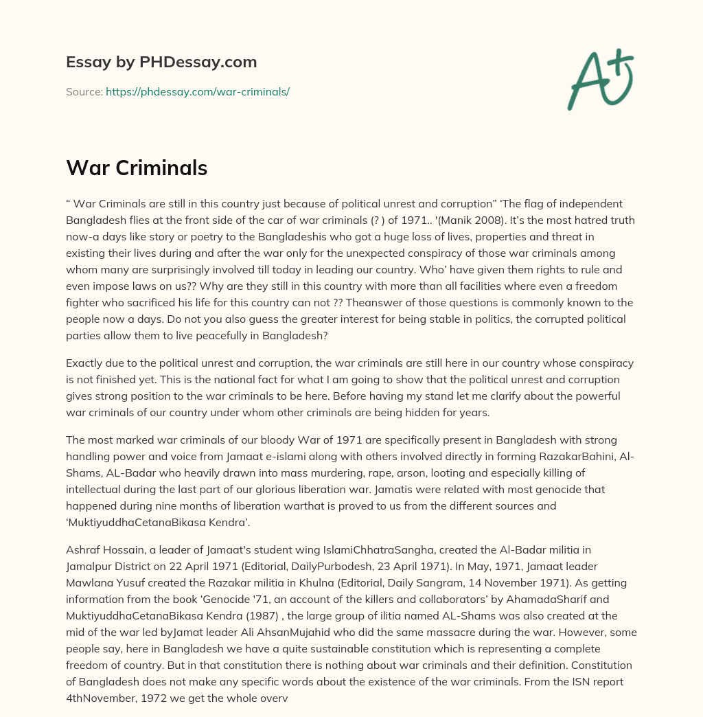 War Criminals essay