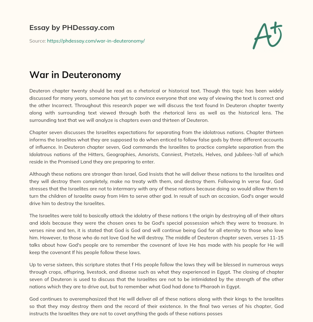 War in Deuteronomy essay