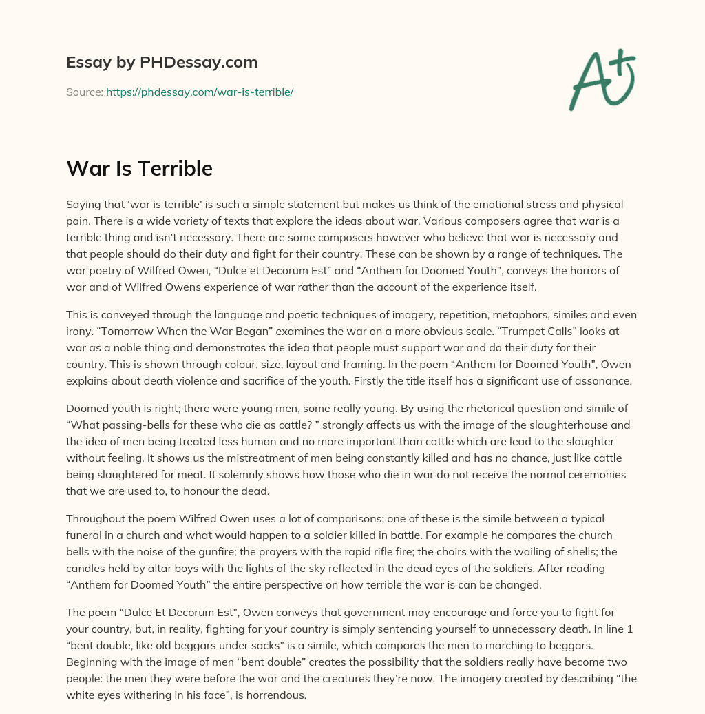 War Is Terrible essay