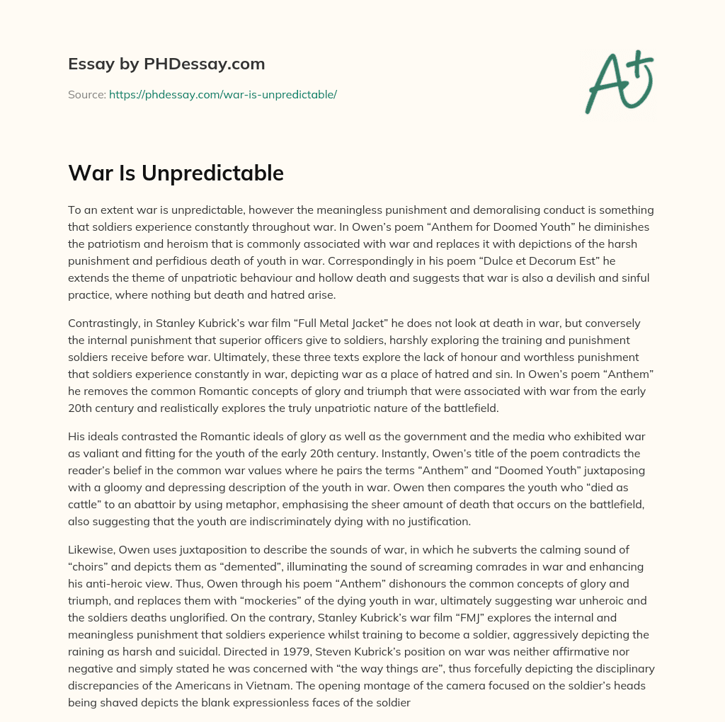 War Is Unpredictable essay